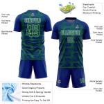Custom Royal Kelly Green-White Line Sublimation Soccer Uniform Jersey Custom Royal Kelly Green-White Line Sublimation Soccer Uniform Jersey