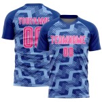 Custom Royal Pink-Light Blue Line Sublimation Soccer Uniform Jersey Custom Royal Pink-Light Blue Line Sublimation Soccer Uniform Jersey