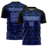 Custom Black Royal-White Line Sublimation Soccer Uniform Jersey Custom Black Royal-White Line Sublimation Soccer Uniform Jersey