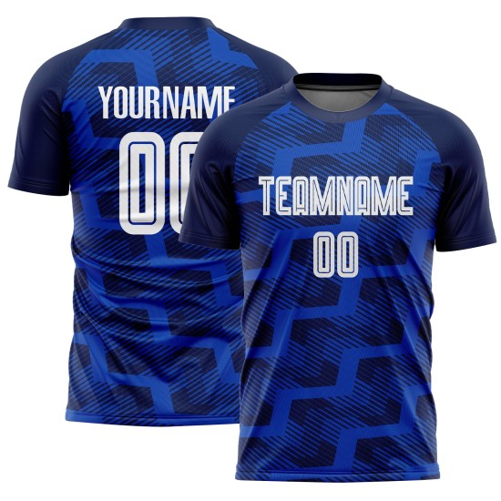 Custom Navy White-Thunder Blue Line Sublimation Soccer Uniform Jersey Custom Navy White-Thunder Blue Line Sublimation Soccer Uniform Jersey