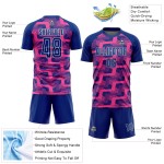 Custom Royal Pink-White Line Sublimation Soccer Uniform Jersey Custom Royal Pink-White Line Sublimation Soccer Uniform Jersey