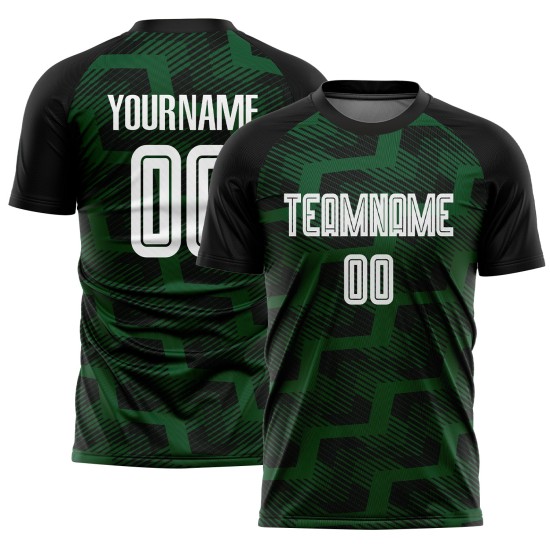 Custom Black White-Green Line Sublimation Soccer Uniform Jersey Custom Black White-Green Line Sublimation Soccer Uniform Jersey