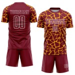 Custom Crimson Gold-White Abstract Network Splash Sublimation Soccer Uniform Jersey Custom Crimson Gold-White Abstract Network Splash Sublimation Soccer Uniform Jersey