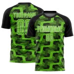 Custom Black Aurora Green-White Line Sublimation Soccer Uniform Jersey Custom Black Aurora Green-White Line Sublimation Soccer Uniform Jersey