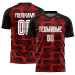 Custom Black White-Red Line Sublimation Soccer Uniform Jersey Custom Black White-Red Line Sublimation Soccer Uniform Jersey