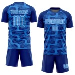 Custom Royal Powder Blue-White Line Sublimation Soccer Uniform Jersey Custom Royal Powder Blue-White Line Sublimation Soccer Uniform Jersey
