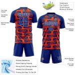 Custom Royal Orange-White Line Sublimation Soccer Uniform Jersey Custom Royal Orange-White Line Sublimation Soccer Uniform Jersey