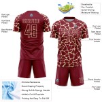 Custom Crimson Cream Abstract Network Splash Sublimation Soccer Uniform Jersey Custom Crimson Cream Abstract Network Splash Sublimation Soccer Uniform Jersey
