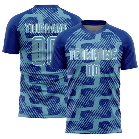 Custom Royal Shadow Blue-White Line Sublimation Soccer Uniform Jersey Custom Royal Shadow Blue-White Line Sublimation Soccer Uniform Jersey