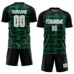 Custom Black White-Kelly Green Line Sublimation Soccer Uniform Jersey Custom Black White-Kelly Green Line Sublimation Soccer Uniform Jersey