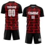 Custom Black White-Red Line Sublimation Soccer Uniform Jersey Custom Black White-Red Line Sublimation Soccer Uniform Jersey