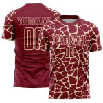 Custom Crimson Cream Abstract Network Splash Sublimation Soccer Uniform Jersey Custom Crimson Cream Abstract Network Splash Sublimation Soccer Uniform Jersey