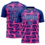 Custom Royal Pink-White Line Sublimation Soccer Uniform Jersey Custom Royal Pink-White Line Sublimation Soccer Uniform Jersey
