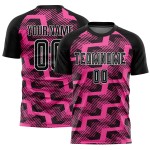 Custom Black Pink-White Line Sublimation Soccer Uniform Jersey Custom Black Pink-White Line Sublimation Soccer Uniform Jersey