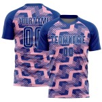 Custom Royal Light Pink-White Line Sublimation Soccer Uniform Jersey Custom Royal Light Pink-White Line Sublimation Soccer Uniform Jersey
