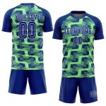 Custom Royal Pea Green-White Line Sublimation Soccer Uniform Jersey Custom Royal Pea Green-White Line Sublimation Soccer Uniform Jersey
