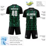 Custom Black White-Kelly Green Line Sublimation Soccer Uniform Jersey Custom Black White-Kelly Green Line Sublimation Soccer Uniform Jersey