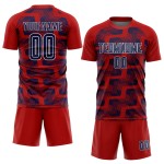 Custom Red Navy-White Line Sublimation Soccer Uniform Jersey Custom Red Navy-White Line Sublimation Soccer Uniform Jersey