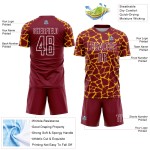 Custom Crimson Gold-White Abstract Network Splash Sublimation Soccer Uniform Jersey Custom Crimson Gold-White Abstract Network Splash Sublimation Soccer Uniform Jersey