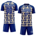 Custom Royal Cream-White Line Sublimation Soccer Uniform Jersey Custom Royal Cream-White Line Sublimation Soccer Uniform Jersey