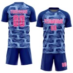 Custom Royal Pink-Light Blue Line Sublimation Soccer Uniform Jersey Custom Royal Pink-Light Blue Line Sublimation Soccer Uniform Jersey