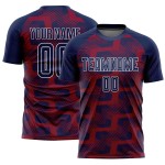 Custom Navy Crimson-White Line Sublimation Soccer Uniform Jersey Custom Navy Crimson-White Line Sublimation Soccer Uniform Jersey