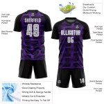 Custom Black White-Purple Line Sublimation Soccer Uniform Jersey Custom Black White-Purple Line Sublimation Soccer Uniform Jersey