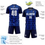 Custom Navy White-Thunder Blue Line Sublimation Soccer Uniform Jersey Custom Navy White-Thunder Blue Line Sublimation Soccer Uniform Jersey