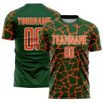 Custom Green Orange-White Abstract Network Splash Sublimation Soccer Uniform Jersey Custom Green Orange-White Abstract Network Splash Sublimation Soccer Uniform Jersey