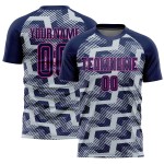 Custom Navy Silver-Pink Line Sublimation Soccer Uniform Jersey Custom Navy Silver-Pink Line Sublimation Soccer Uniform Jersey