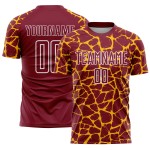 Custom Crimson Gold-White Abstract Network Splash Sublimation Soccer Uniform Jersey Custom Crimson Gold-White Abstract Network Splash Sublimation Soccer Uniform Jersey