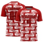 Custom Red Black-White Line Sublimation Soccer Uniform Jersey Custom Red Black-White Line Sublimation Soccer Uniform Jersey