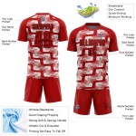 Custom Red Black-White Line Sublimation Soccer Uniform Jersey Custom Red Black-White Line Sublimation Soccer Uniform Jersey