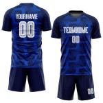 Custom Navy White-Thunder Blue Line Sublimation Soccer Uniform Jersey Custom Navy White-Thunder Blue Line Sublimation Soccer Uniform Jersey