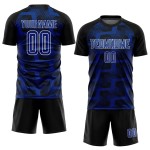 Custom Black Royal-White Line Sublimation Soccer Uniform Jersey Custom Black Royal-White Line Sublimation Soccer Uniform Jersey