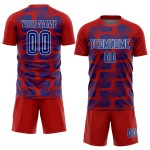 Custom Red Royal-White Line Sublimation Soccer Uniform Jersey Custom Red Royal-White Line Sublimation Soccer Uniform Jersey