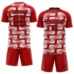 Custom Red Black-White Line Sublimation Soccer Uniform Jersey Custom Red Black-White Line Sublimation Soccer Uniform Jersey