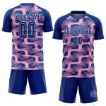 Custom Royal Light Pink-White Line Sublimation Soccer Uniform Jersey Custom Royal Light Pink-White Line Sublimation Soccer Uniform Jersey