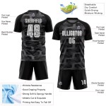 Custom Black White-Steel Gray Line Sublimation Soccer Uniform Jersey Custom Black White-Steel Gray Line Sublimation Soccer Uniform Jersey