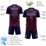 Custom Navy Crimson-White Line Sublimation Soccer Uniform Jersey Custom Navy Crimson-White Line Sublimation Soccer Uniform Jersey