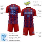 Custom Red Royal-White Line Sublimation Soccer Uniform Jersey Custom Red Royal-White Line Sublimation Soccer Uniform Jersey