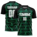 Custom Black White-Kelly Green Line Sublimation Soccer Uniform Jersey Custom Black White-Kelly Green Line Sublimation Soccer Uniform Jersey