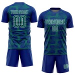 Custom Royal Teal-White Line Sublimation Soccer Uniform Jersey Custom Royal Teal-White Line Sublimation Soccer Uniform Jersey