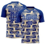 Custom Royal Cream-White Line Sublimation Soccer Uniform Jersey Custom Royal Cream-White Line Sublimation Soccer Uniform Jersey