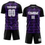 Custom Black White-Purple Line Sublimation Soccer Uniform Jersey Custom Black White-Purple Line Sublimation Soccer Uniform Jersey