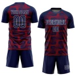 Custom Navy Crimson-White Line Sublimation Soccer Uniform Jersey Custom Navy Crimson-White Line Sublimation Soccer Uniform Jersey