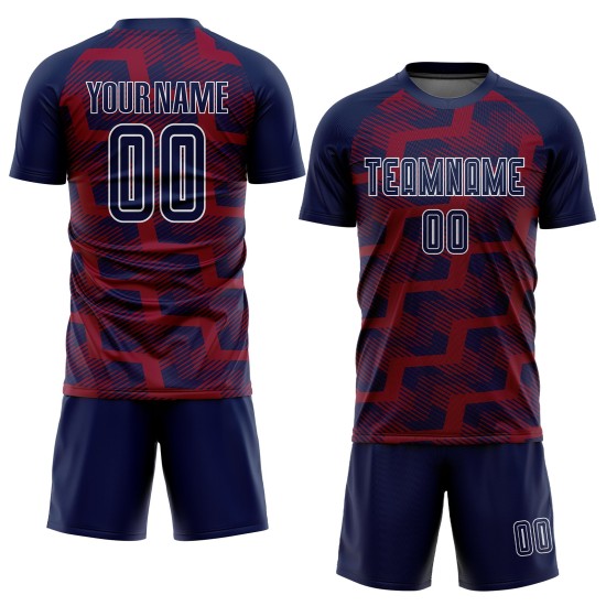 Custom Navy Crimson-White Line Sublimation Soccer Uniform Jersey Custom Navy Crimson-White Line Sublimation Soccer Uniform Jersey