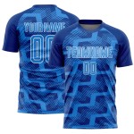 Custom Royal Powder Blue-White Line Sublimation Soccer Uniform Jersey Custom Royal Powder Blue-White Line Sublimation Soccer Uniform Jersey