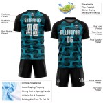 Custom Black White-Teal Line Sublimation Soccer Uniform Jersey Custom Black White-Teal Line Sublimation Soccer Uniform Jersey
