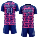 Custom Royal Pink-White Line Sublimation Soccer Uniform Jersey Custom Royal Pink-White Line Sublimation Soccer Uniform Jersey